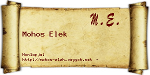 Mohos Elek névjegykártya